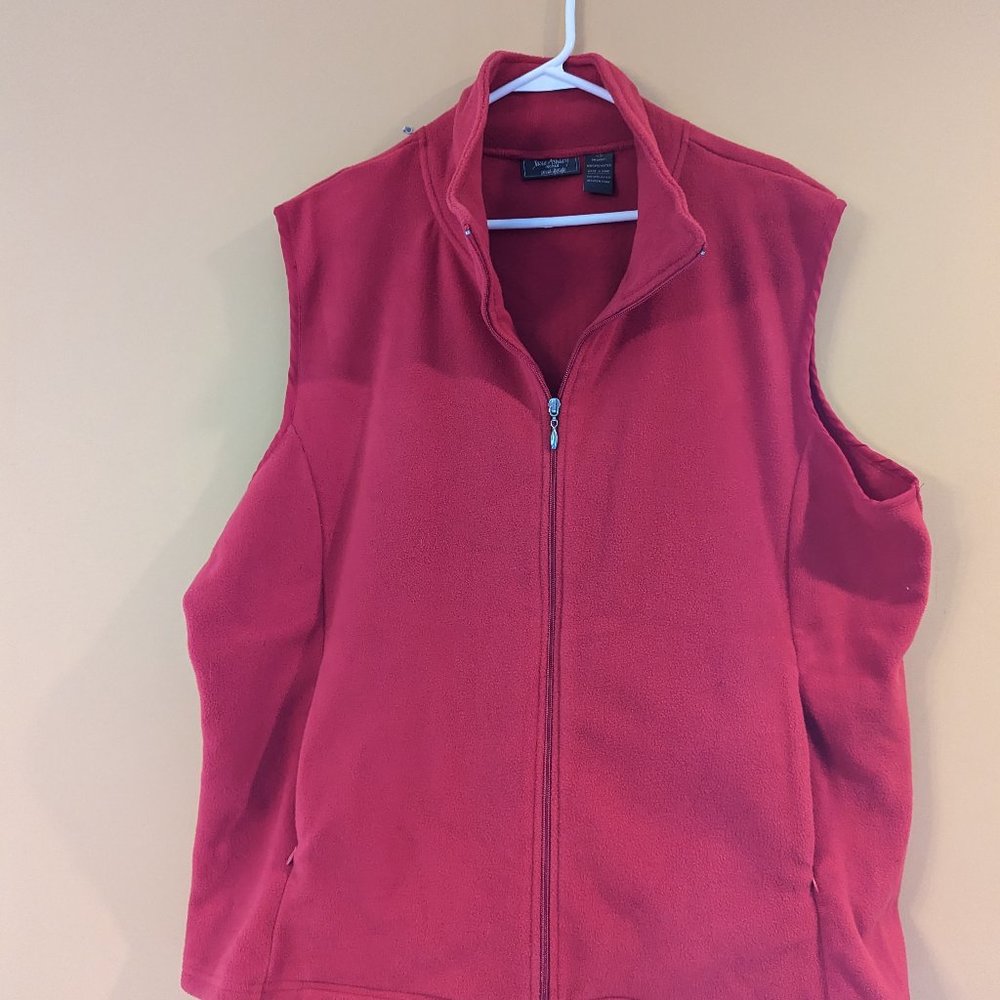 Red Fleece Vest with Zip Pockets
